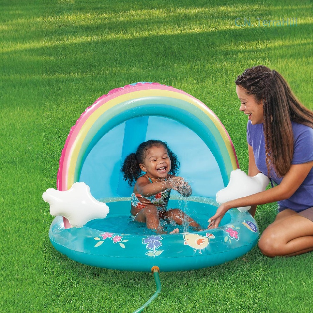 Kids Outdoor Water Table - Çocuklar için Gökkuşağı Fıskiyeli, Ördek Tasarımlı,
