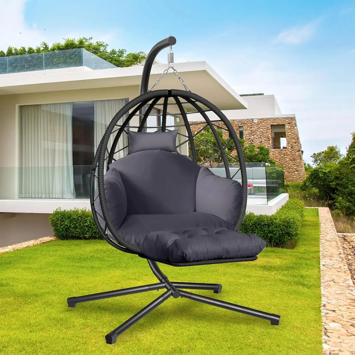 Kids Outdoor Egg Chair - Ayaklı ve Bacak Dayama Yerli Asılı