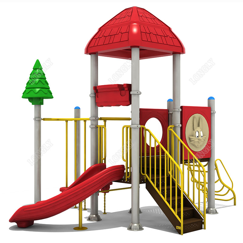 Kids Outdoor Park - Çocuklar için Kırmızı Plastik Kaydırak LLDPE