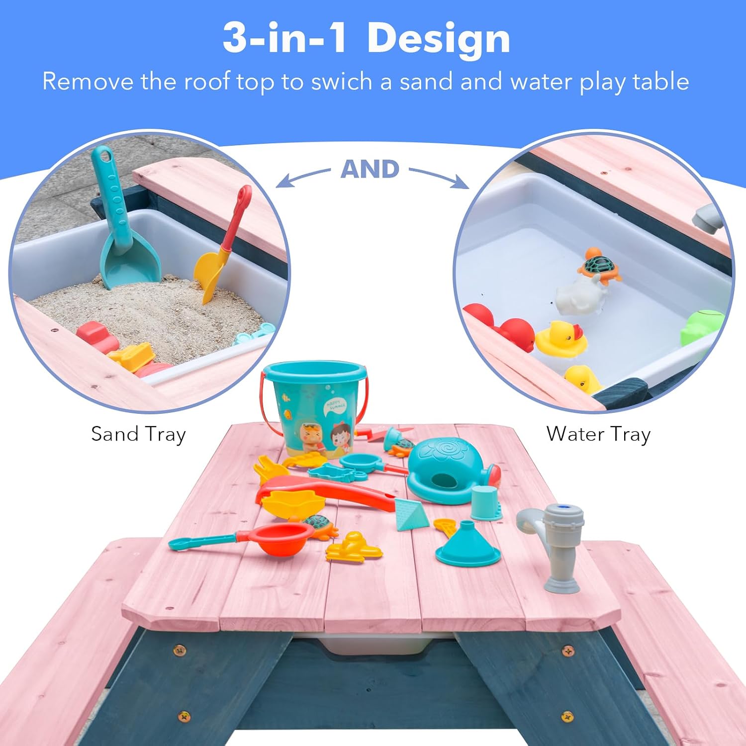 Çocuklar için 3'ü 1 Arada Kum  - Kids Outdoor Bench With Umbrella incelemesi ve fiyatı