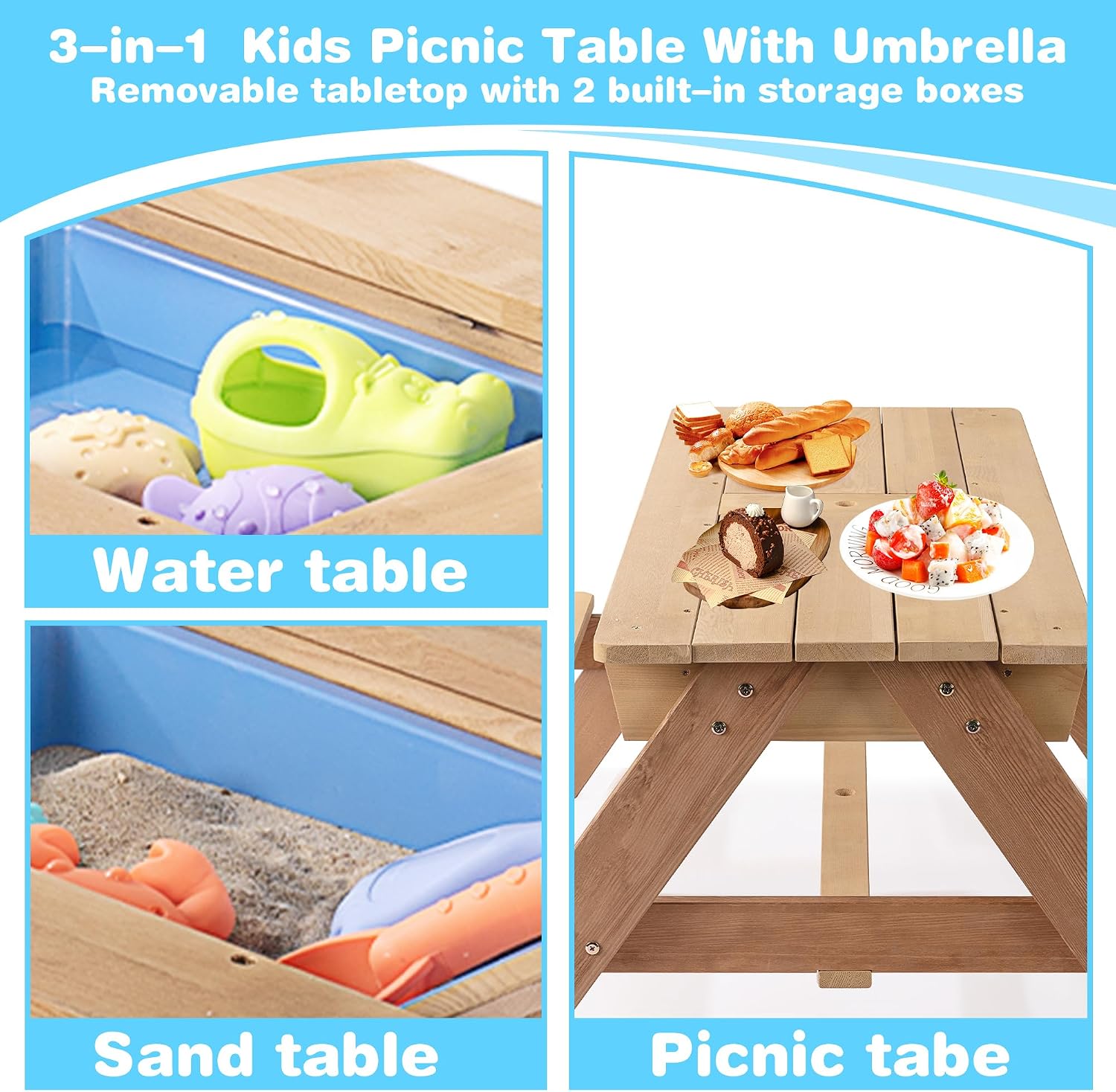 Açık Hava Dönüştürülebilir Çoc - Kids Outdoor Bench With Umbrella incelemesi ve fiyatı