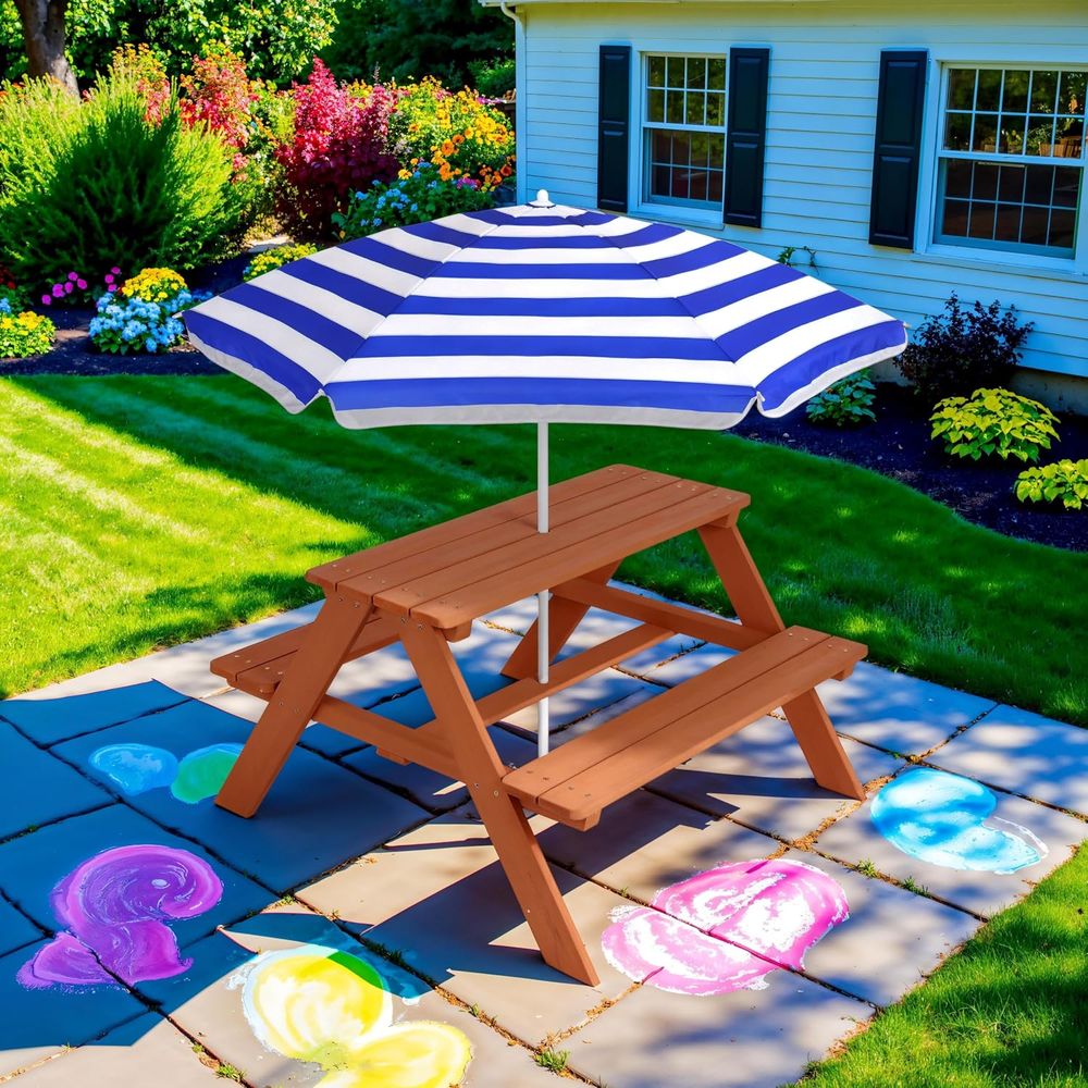Ahşap Çocuk Piknik Masası, Şem - Kids Outdoor Bench With Umbrella incelemesi ve fiyatı