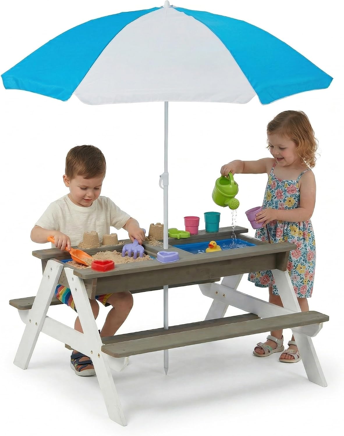 Çocuk Piknik Masası, 3'ü 1 Ara - Kids Outdoor Bench With Umbrella incelemesi ve fiyatı