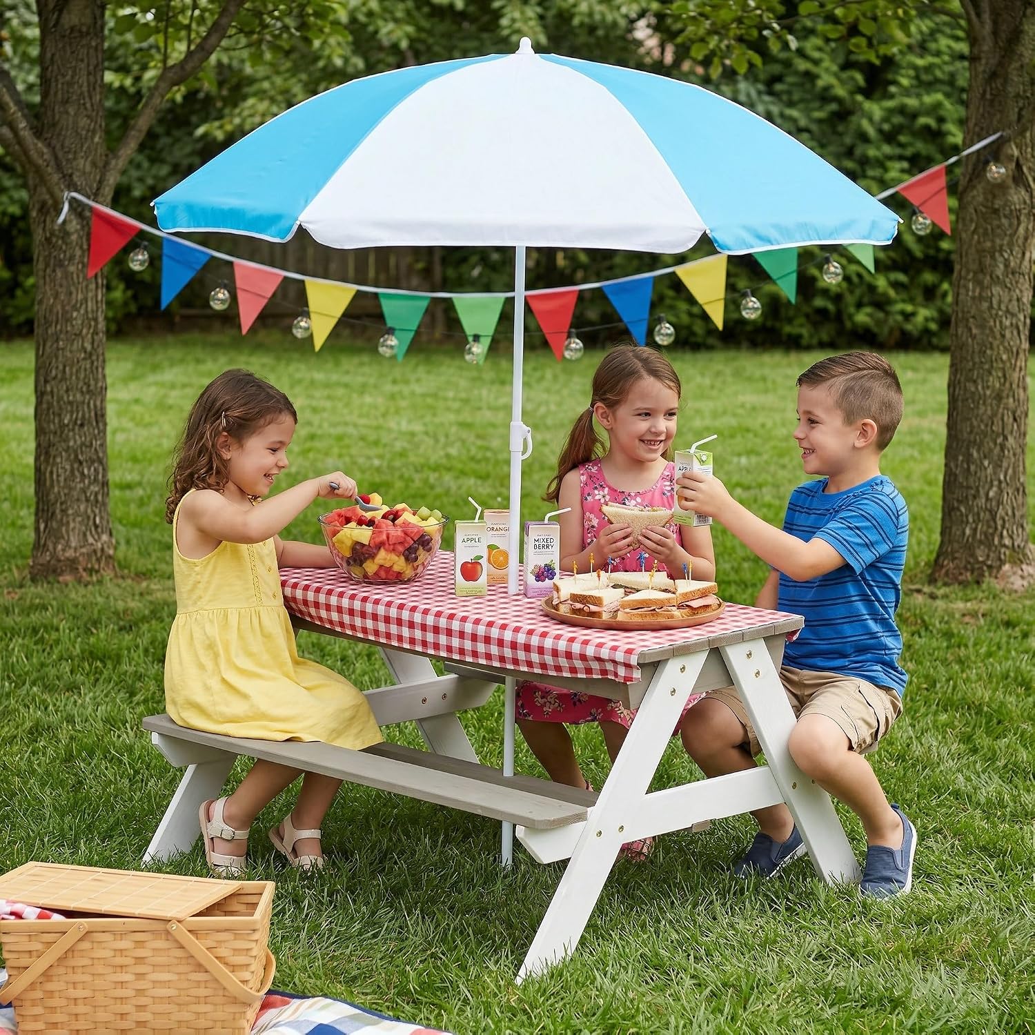 Çocuk Piknik Masası, 3'ü 1 Ara - Kids Outdoor Bench With Umbrella incelemesi ve fiyatı