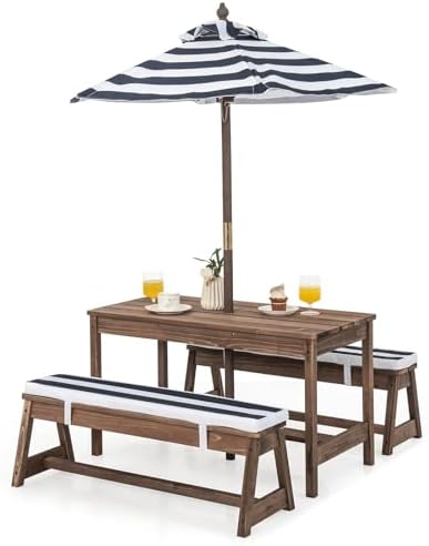 Çocuk Piknik Masası, Dış Mekan - Kids Outdoor Bench With Umbrella incelemesi ve fiyatı