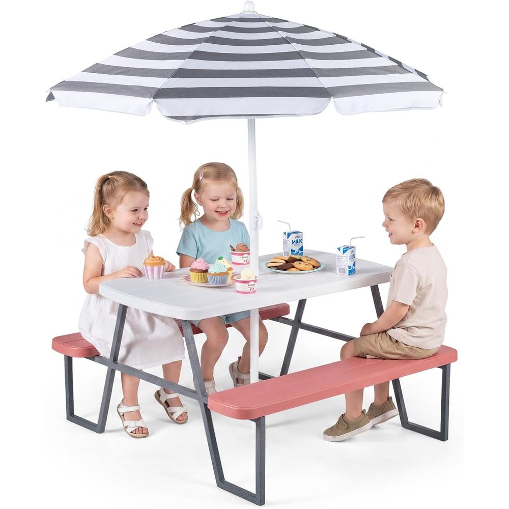 Çocuk Piknik Masası, Çıkarılab - Kids Outdoor Bench With Umbrella incelemesi ve fiyatı